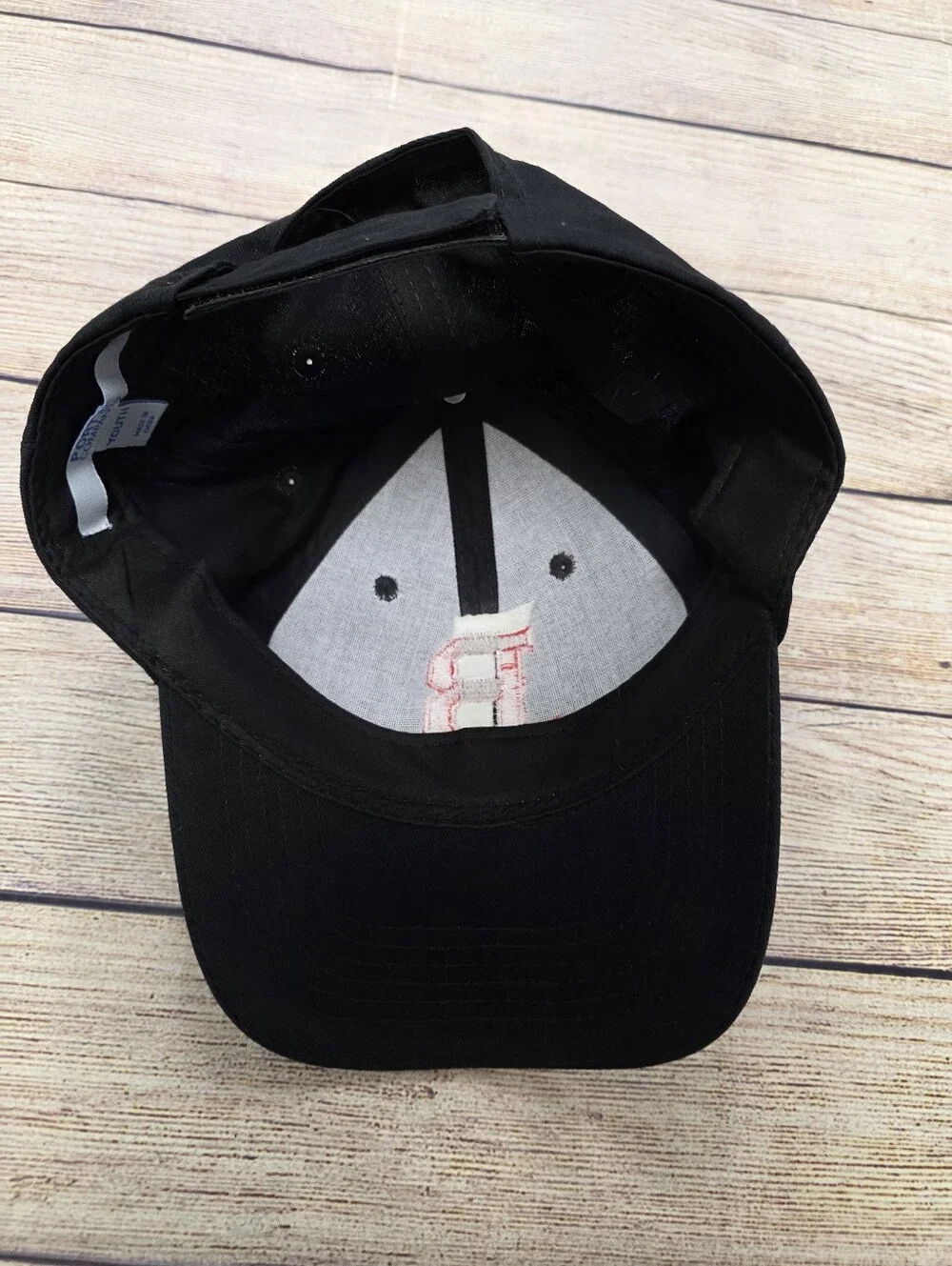 Youth Black Baseball Cap with Red 'B' Patch
